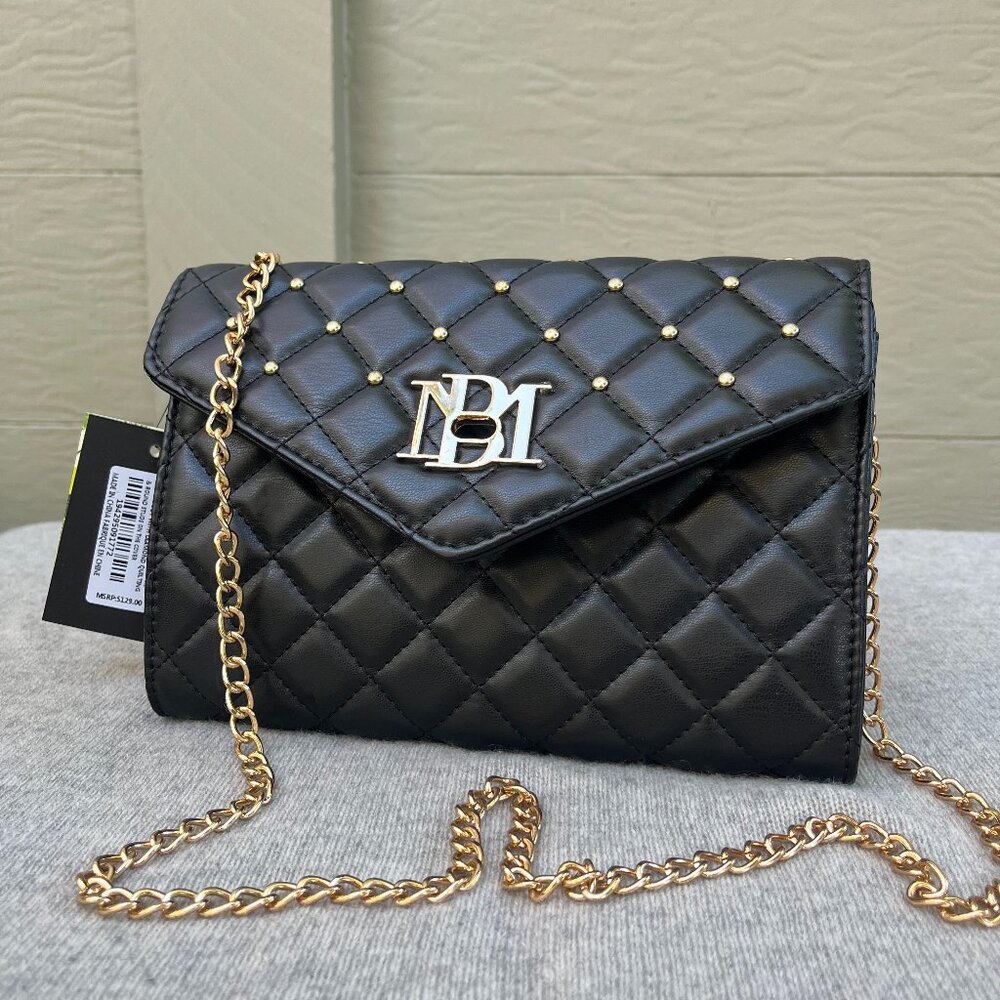Badgley Mischka Diamond Quilt Convertible Crossbody Bag Black